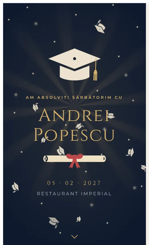 Invitație digitală de aniversare, model Absolvire