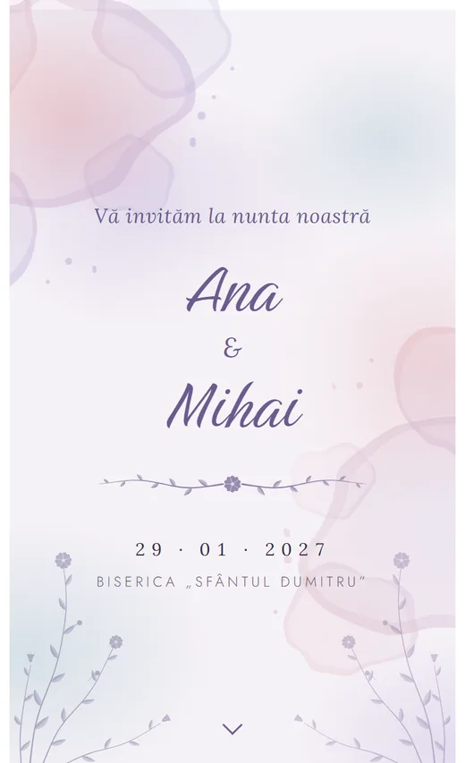 Invitație digitală de nuntă, model Acuarelă