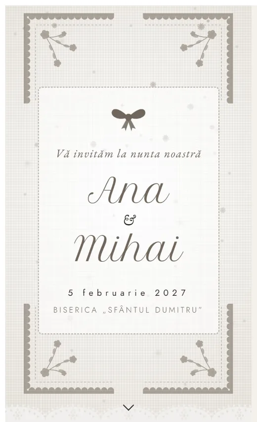 Invitație digitală de nuntă, model Batistă