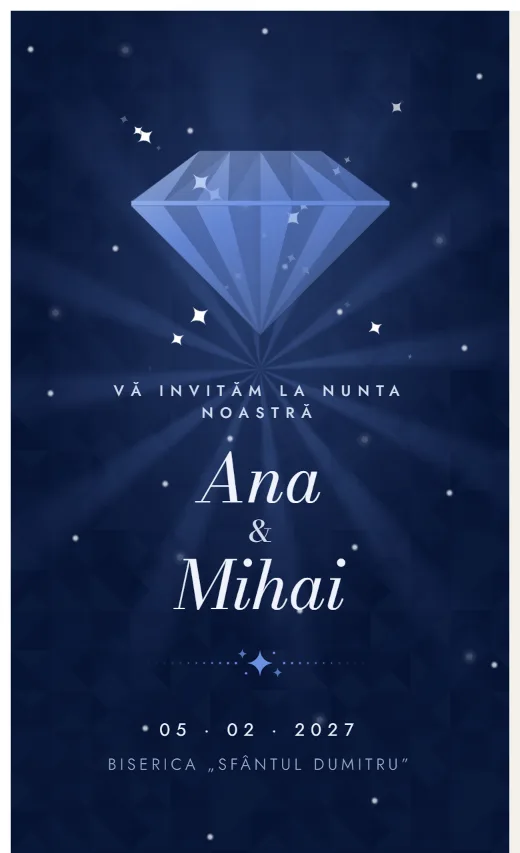 Invitație digitală de nuntă, model Bijuterie