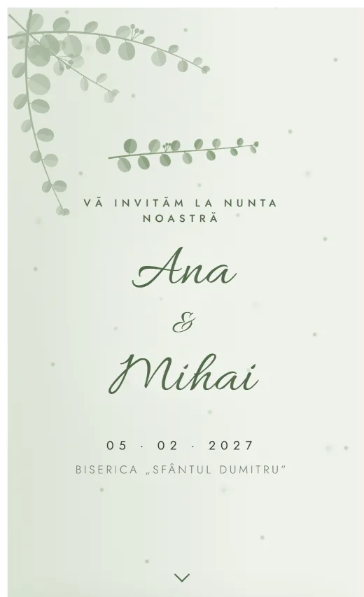 Invitație digitală de nuntă, model Botanic
