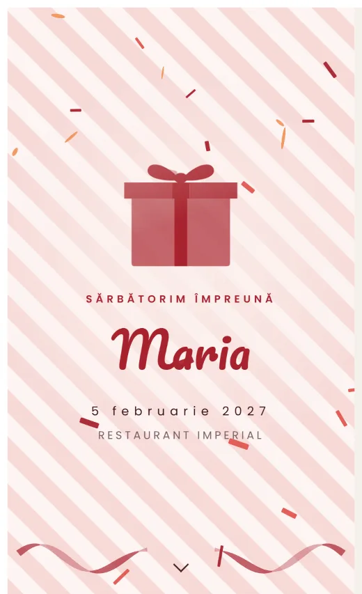 Invitație digitală de aniversare, model Cadou