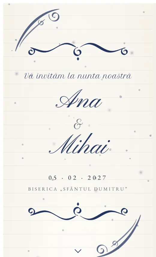 Invitație digitală de nuntă, model Caligrafie