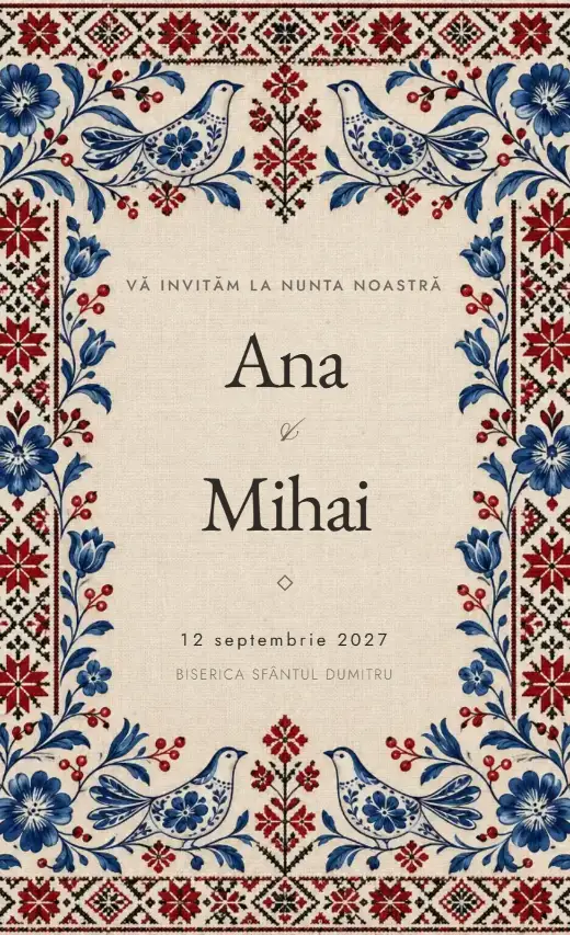 Invitație digitală de nuntă, model Ceramică de dor