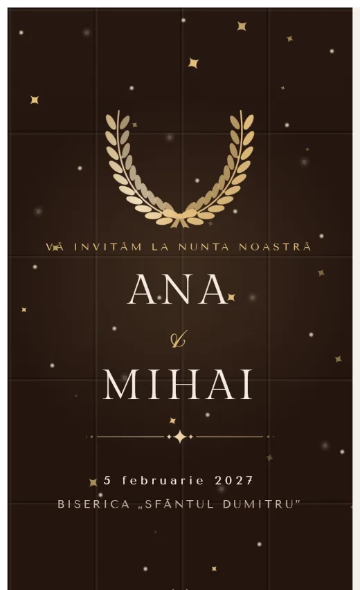 Invitație digitală de nuntă, model Ciocolată