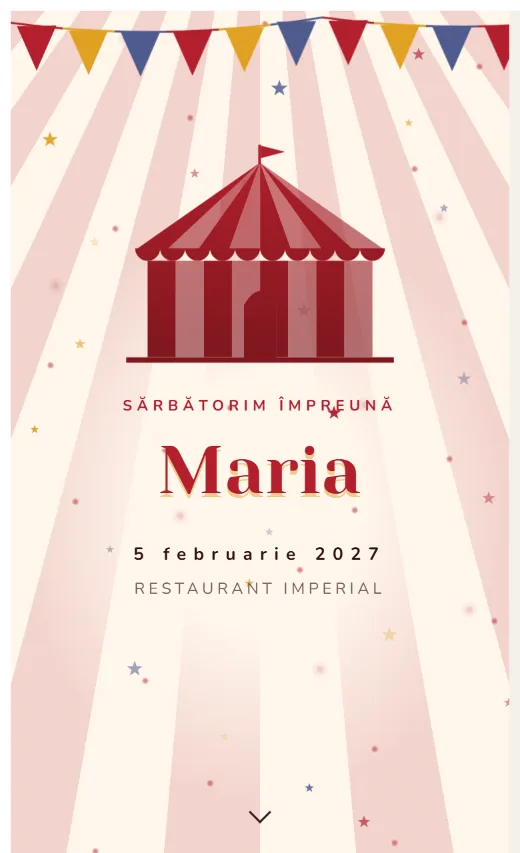 Invitație digitală de aniversare, model Circ
