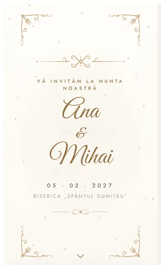 Invitație digitală de nuntă, model Clasic