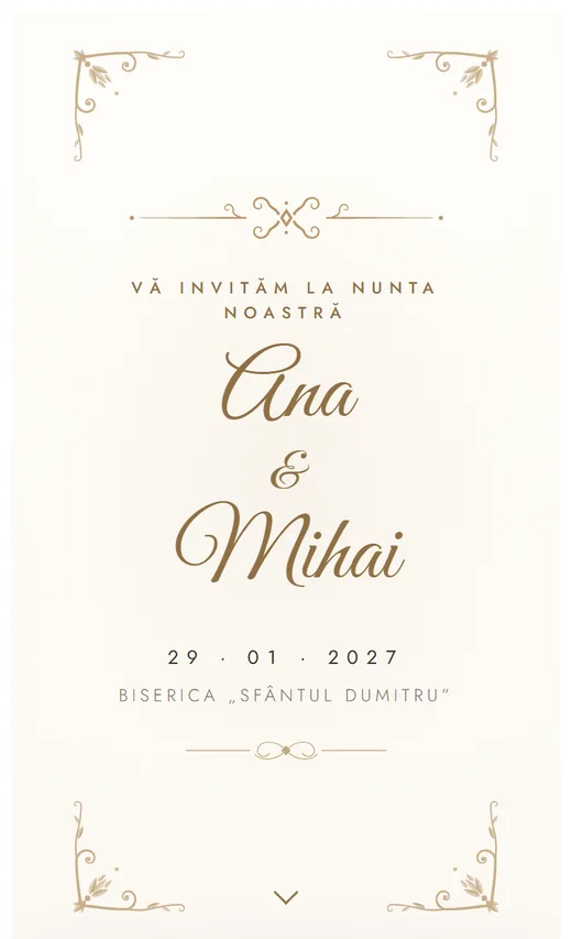 Invitație digitală de nuntă, model Clasic