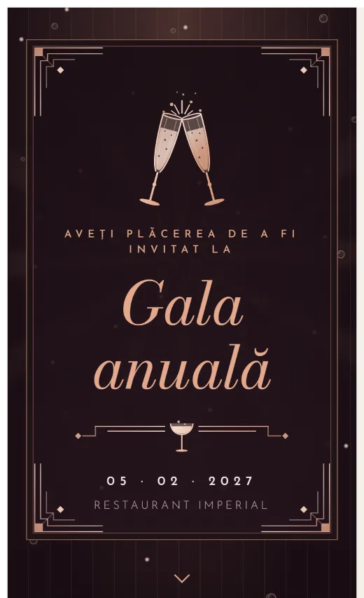Invitație digitală de eveniment de firmă, model Cocktail