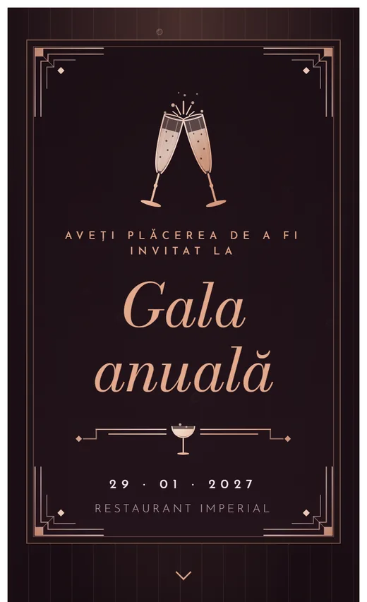 Invitație digitală de eveniment de firmă, model Cocktail