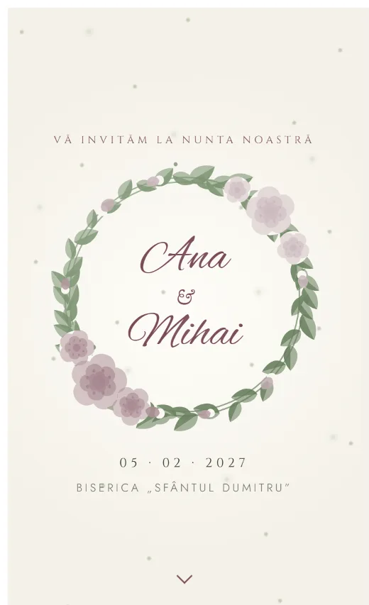 Invitație digitală de nuntă, model Coroniță