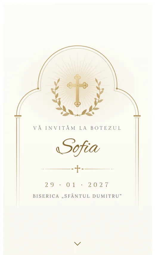 Invitație digitală de botez, model Cruciuliță