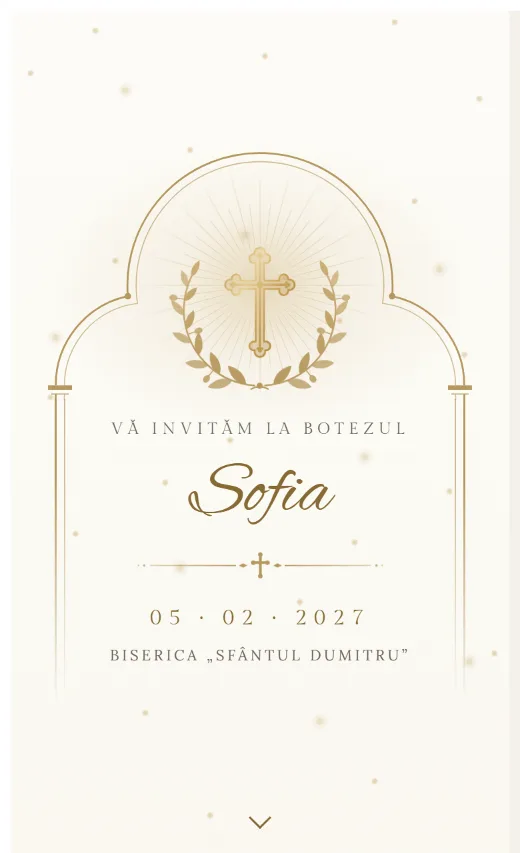 Invitație digitală de botez, model Cruciuliță