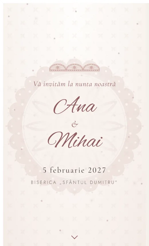 Invitație digitală de nuntă, model Dantelă