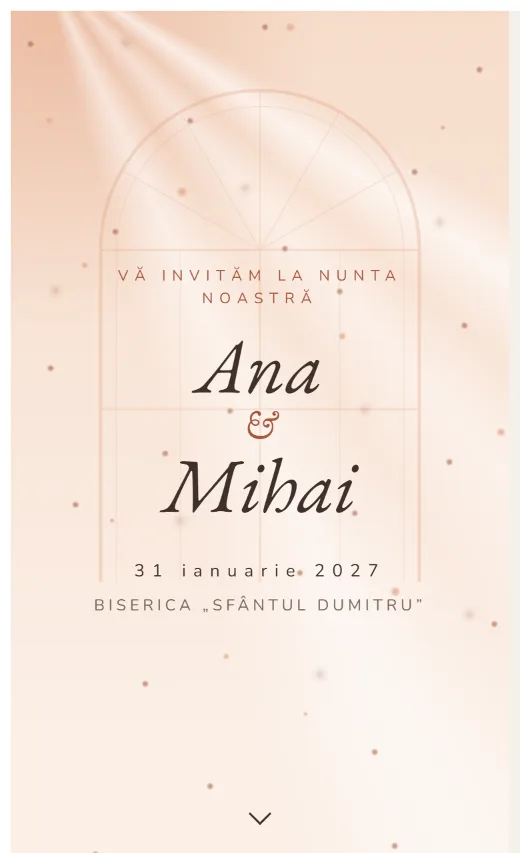 Invitație digitală de nuntă, model Dimineață