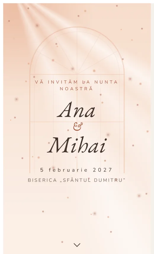 Invitație digitală de nuntă, model Dimineață