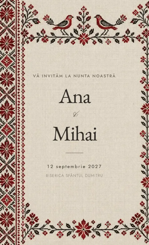 Invitație digitală de nuntă, model Dor pe in