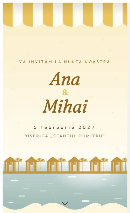 Invitație digitală de nuntă, model Dungi de cabană