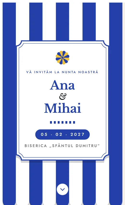 Invitație digitală de nuntă, model Dungi