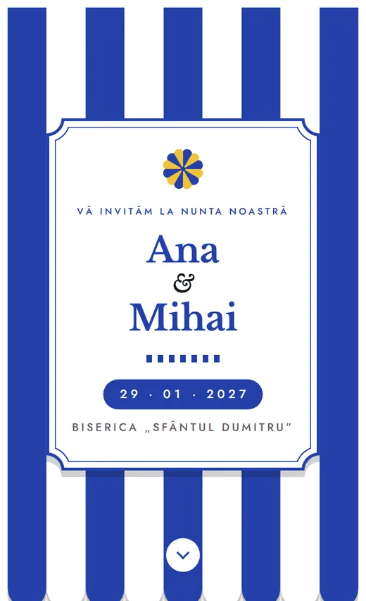Invitație digitală de nuntă, model Dungi