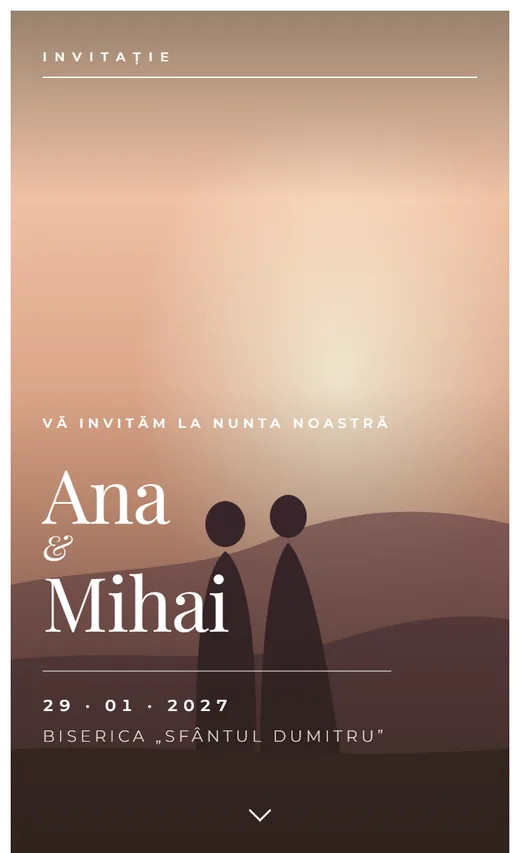 Invitație digitală de nuntă, model Editorial