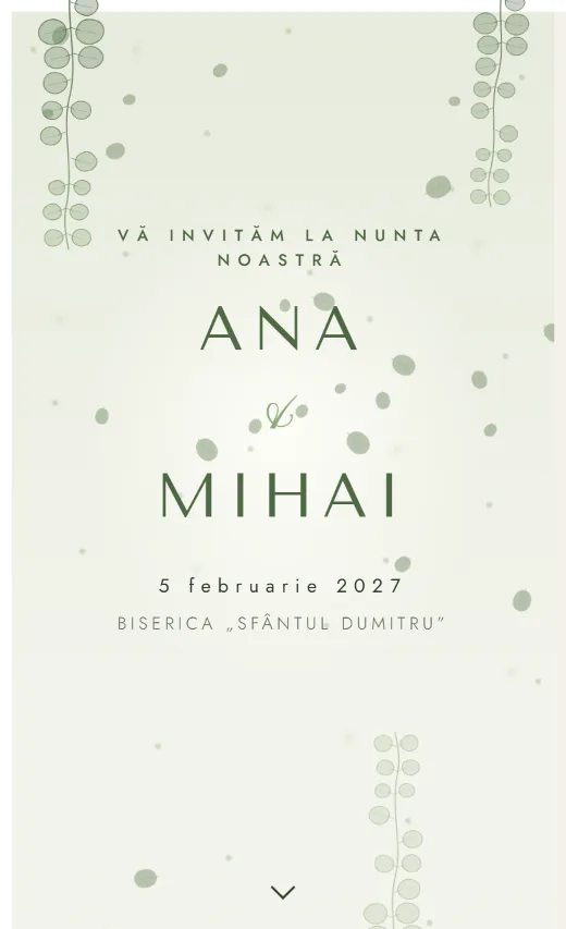 Invitație digitală de nuntă, model Eucalipt