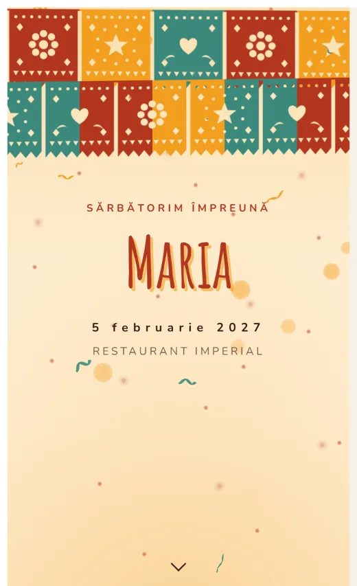 Invitație digitală de aniversare, model Fiesta