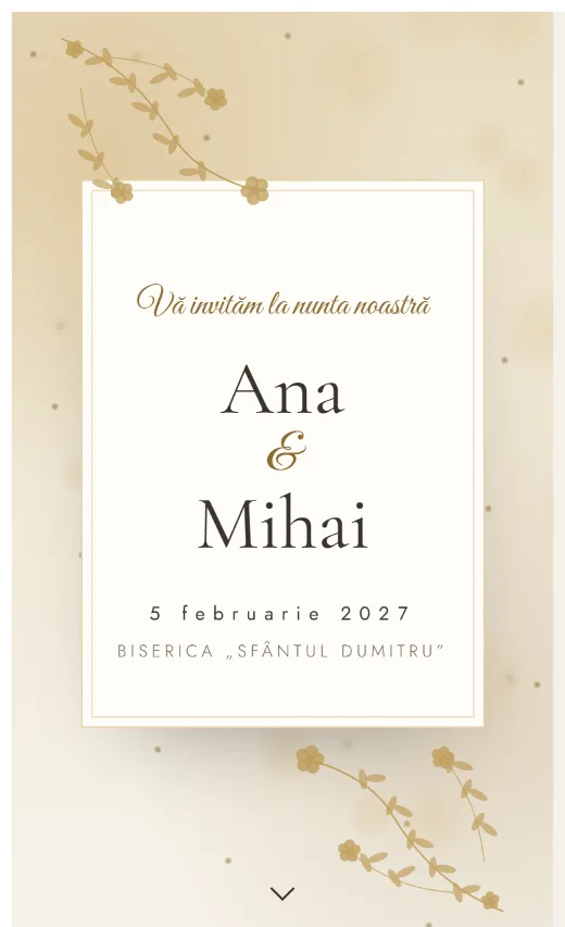 Invitație digitală de nuntă, model Fildeș