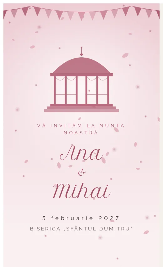Invitație digitală de nuntă, model Foișor