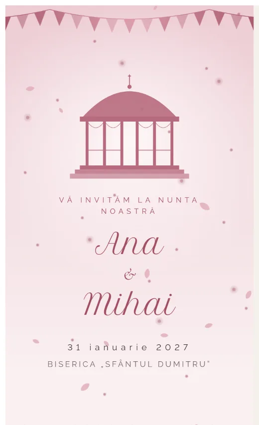 Invitație digitală de nuntă, model Foișor