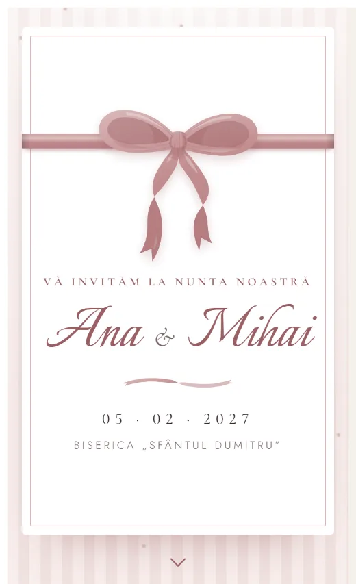 Invitație digitală de nuntă, model Fundă
