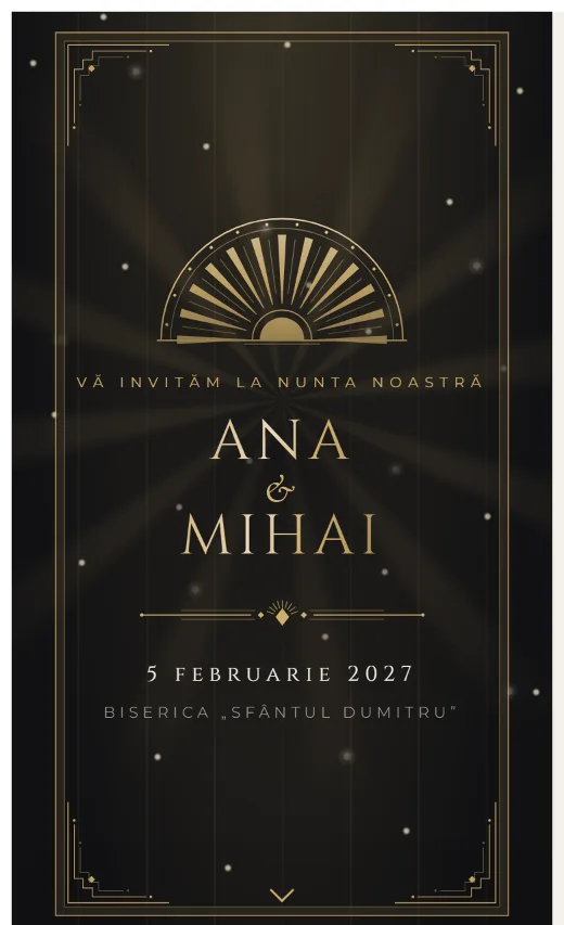 Invitație digitală de nuntă, model Gală