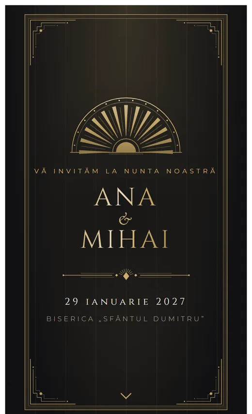 Invitație digitală de nuntă, model Gală