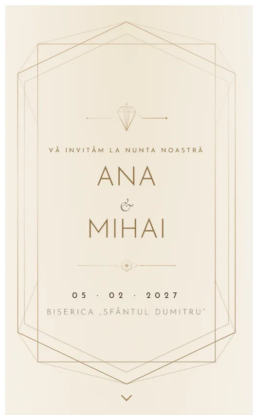 Invitație digitală de nuntă, model Geometric