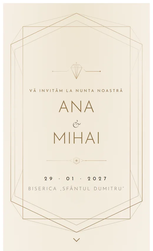 Invitație digitală de nuntă, model Geometric