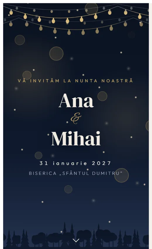 Invitație digitală de nuntă, model Ghirlande