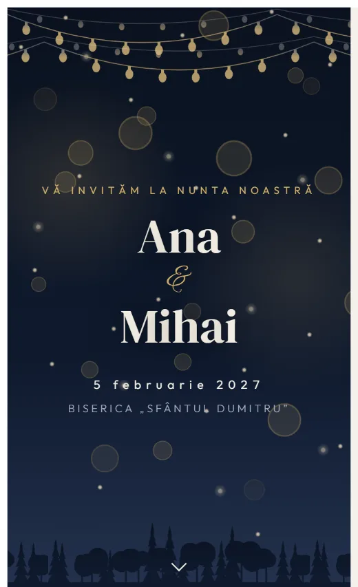 Invitație digitală de nuntă, model Ghirlande