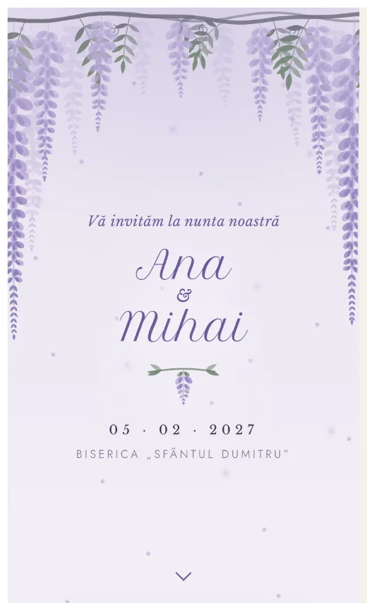 Invitație digitală de nuntă, model Glicină