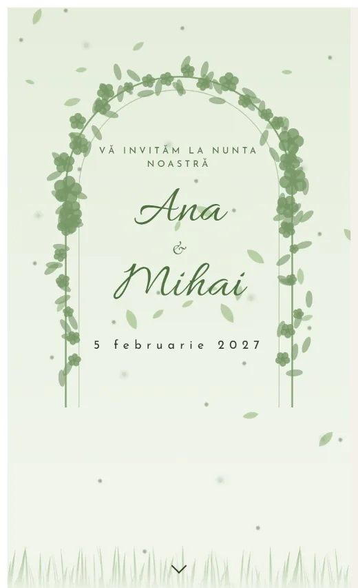Invitație digitală de nuntă, model Grădină albă