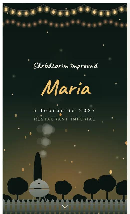 Invitație digitală de aniversare, model Grătar