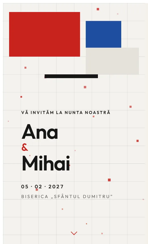 Invitație digitală de nuntă, model Grilă