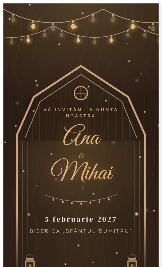 Invitație digitală de nuntă, model Hambar