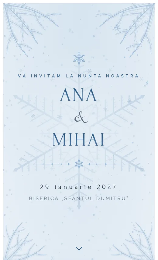 Invitație digitală de nuntă, model Iarnă