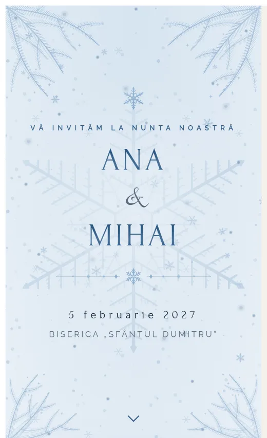 Invitație digitală de nuntă, model Iarnă