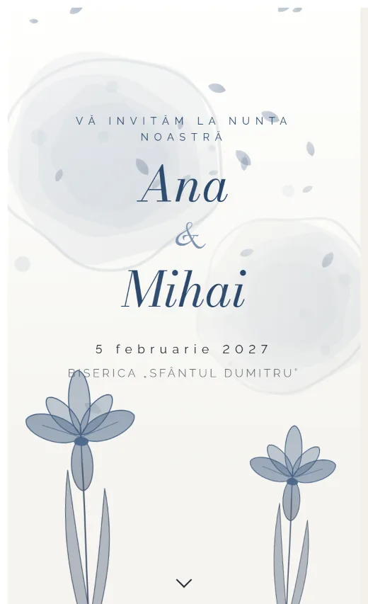 Invitație digitală de nuntă, model Iris