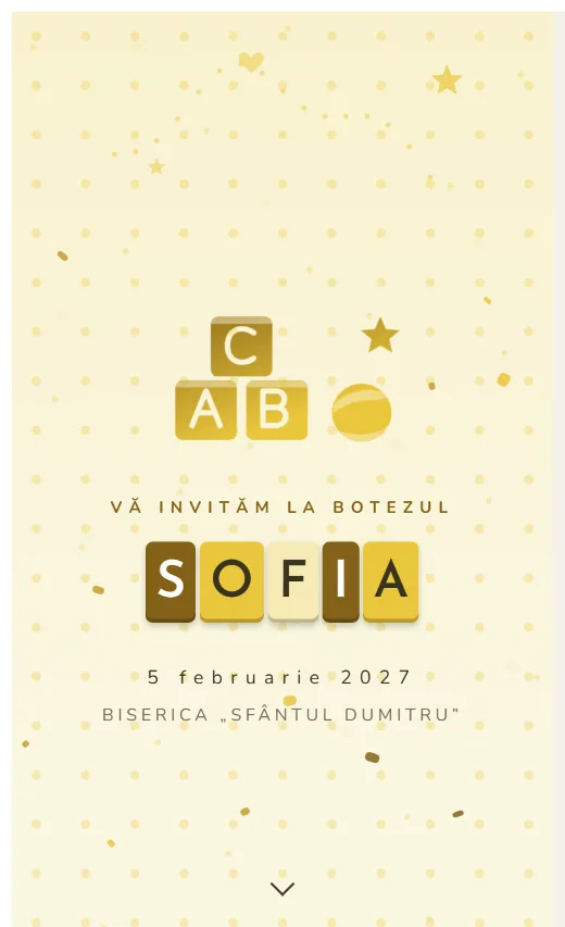 Invitație digitală de botez, model Jucării