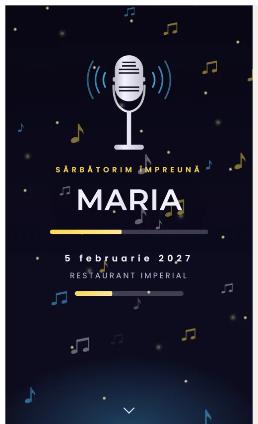 Invitație digitală de aniversare, model Karaoke