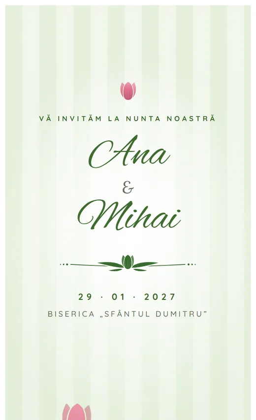 Invitație digitală de nuntă, model Lalele