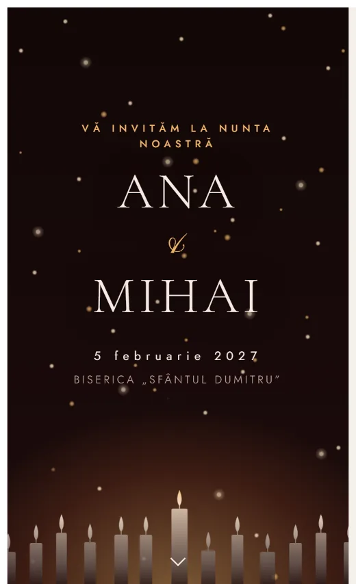 Invitație digitală de nuntă, model Lumânări