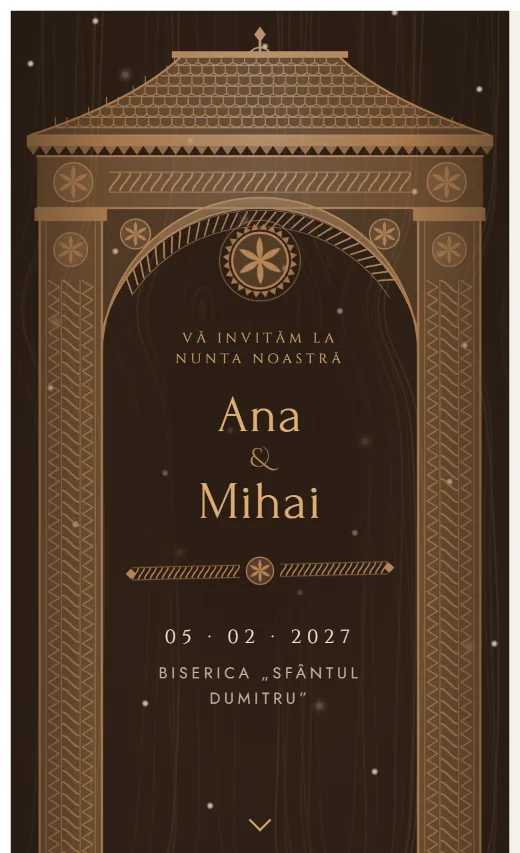 Invitație digitală de nuntă, model Maramureș